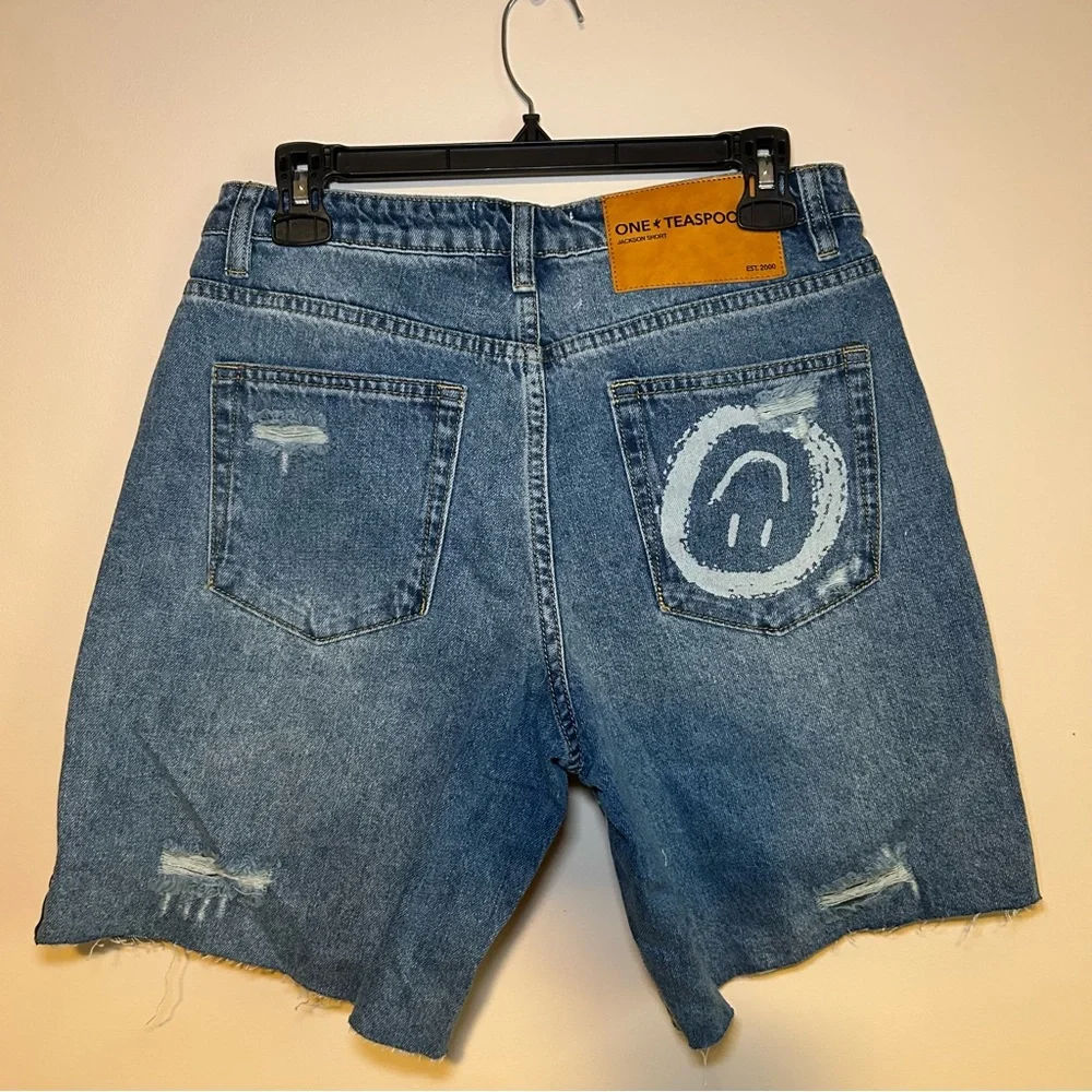 One Teaspoon Jacksons Mid Waist Wide Leg Denim Shorts size 27